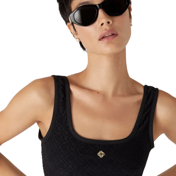 Top de bikini de jacquard con monograma