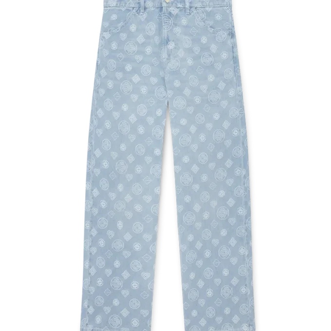 Vaqueros de corte holgado con monograma en denim