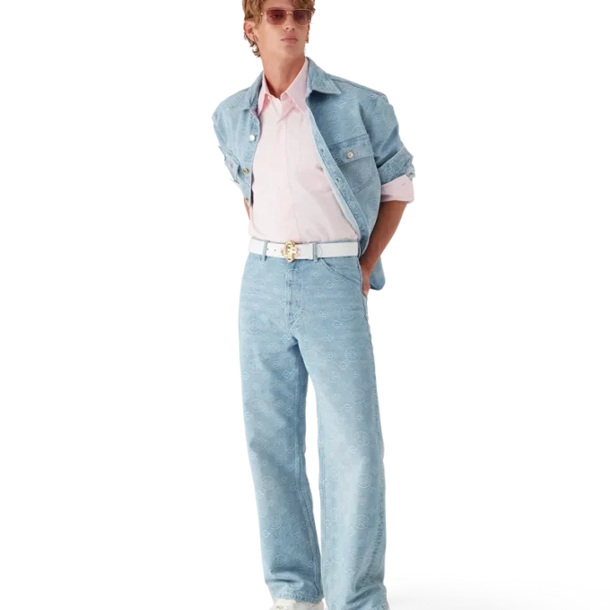 Vaqueros de corte holgado con monograma en denim