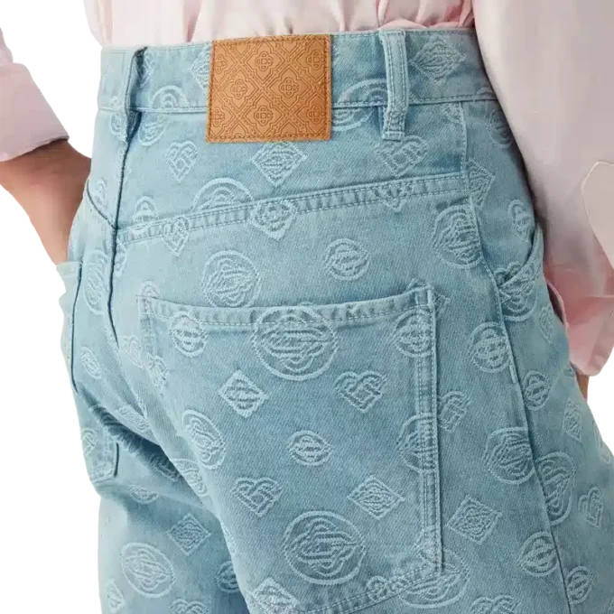 Vaqueros de corte holgado con monograma en denim