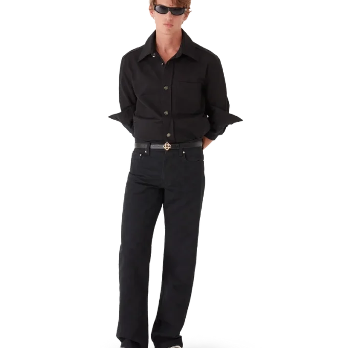 Vaqueros de pierna recta con monograma de denim