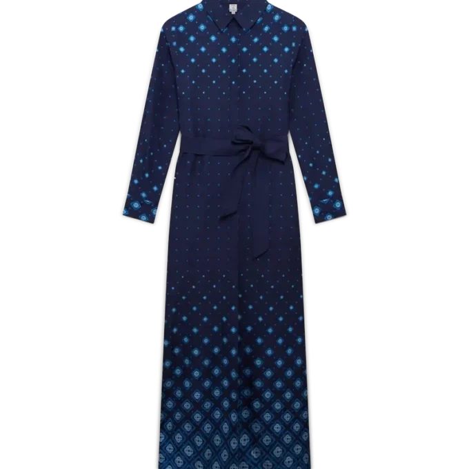 Vestido de camisa de seda degradado