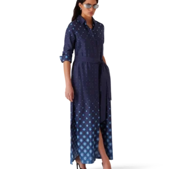 Vestido de camisa de seda degradado