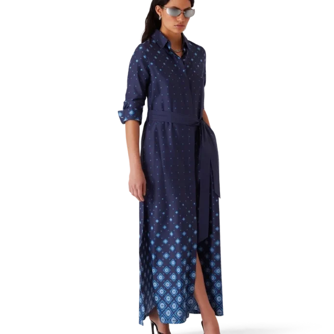 Vestido de camisa de seda degradado