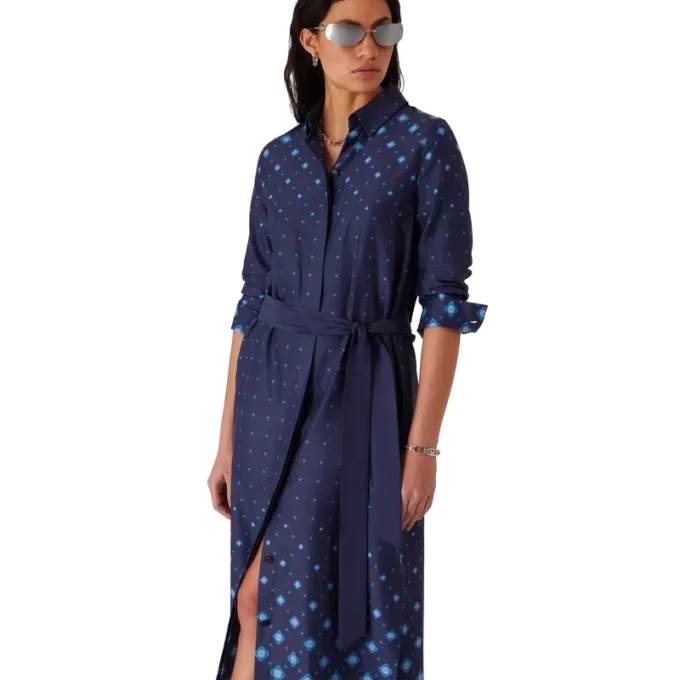 Vestido de camisa de seda degradado