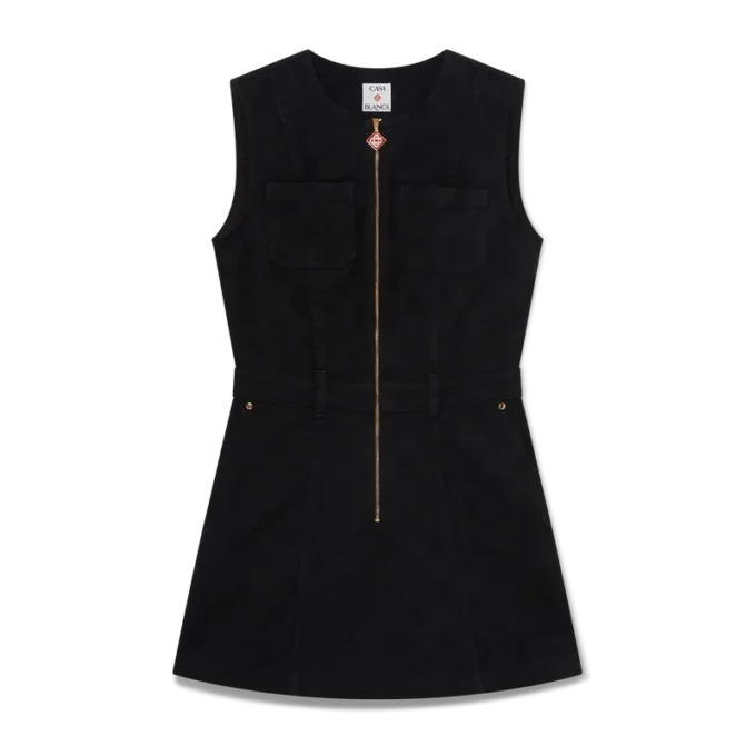 Vestido de denim con cremallera y monograma