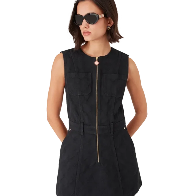 Vestido de denim con cremallera y monograma