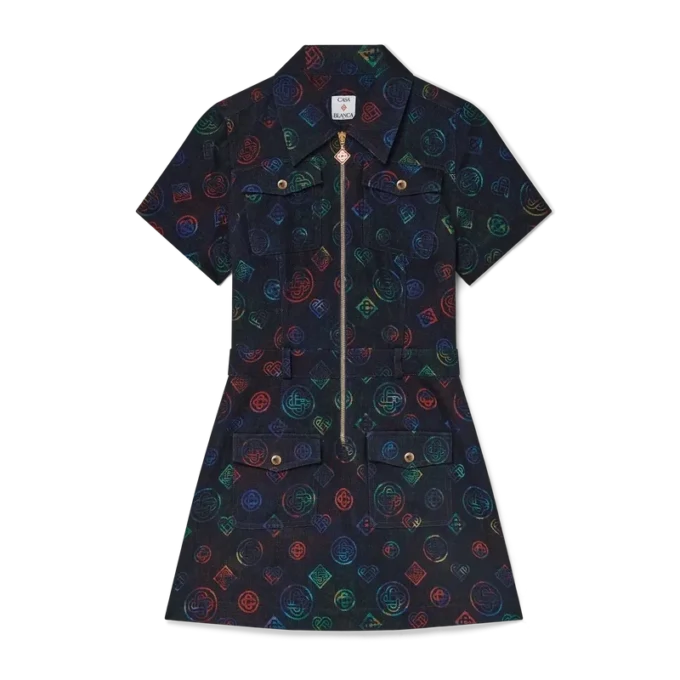 Vestido de denim con monograma