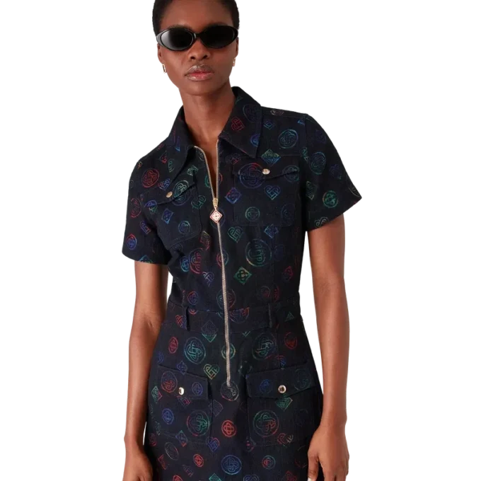 Vestido de denim con monograma