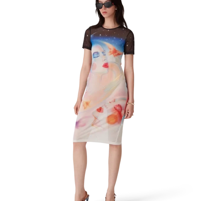 Vestido de pantalón corto de malla Galactic Connection