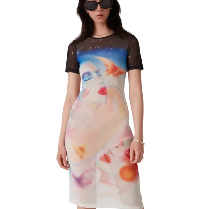 Vestido de pantalón corto de malla Galactic Connection