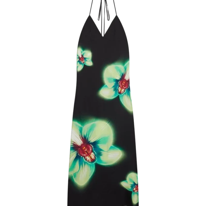 Vestido de seda Orchid Glitch