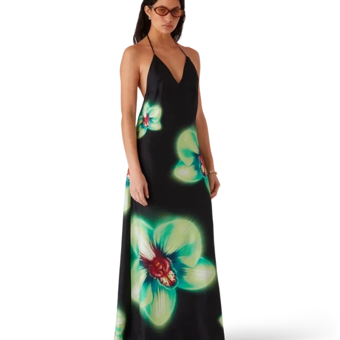 Vestido de seda Orchid Glitch