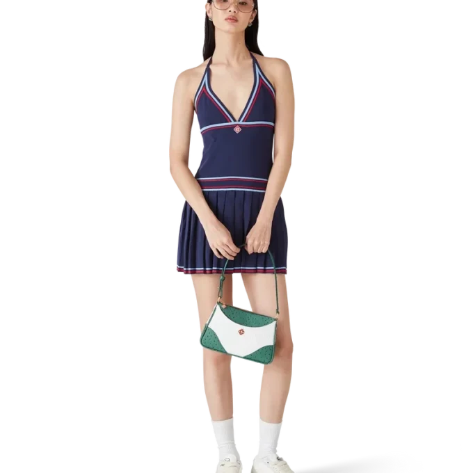 Vestido halter plisado