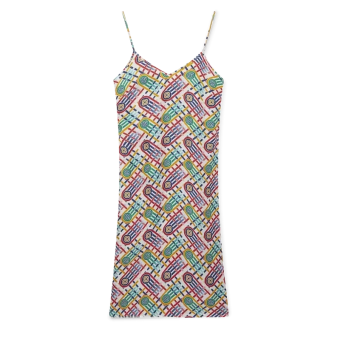 Vestido liso de seda con estampado Monogram Tennis