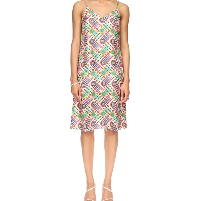 Vestido liso de seda con estampado Monogram Tennis