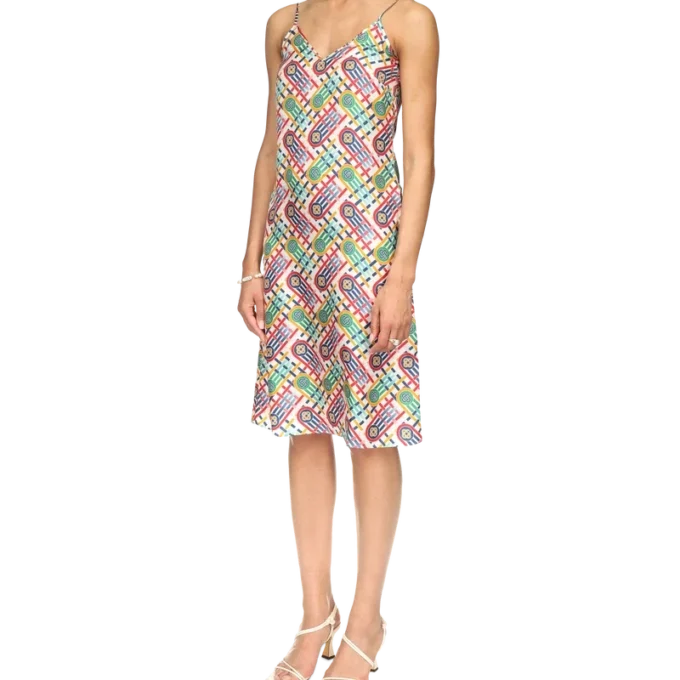 Vestido liso de seda con estampado Monogram Tennis