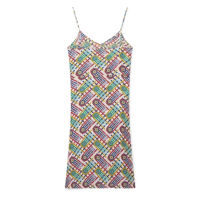 Vestido liso de seda con estampado Monogram Tennis