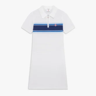 Vestido midi de malla a rayas blancas y azules