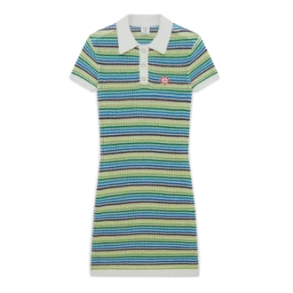 Vestido midi de manga corta a rayas