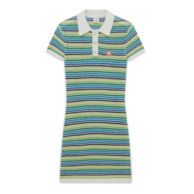 Vestido midi de manga corta a rayas