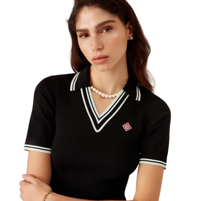 Vestido polo de viscosa con cuello en V