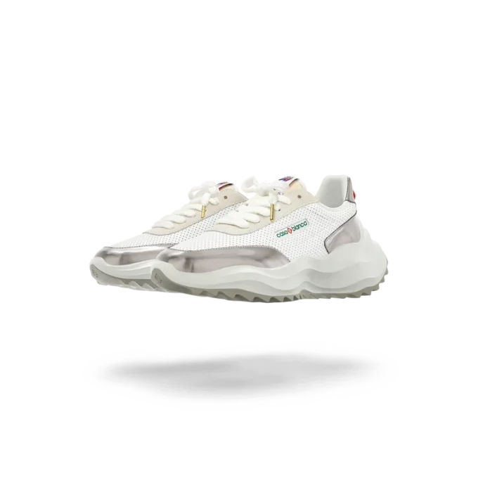 Zapatillas Atlantis blancas y cromadas para mujer