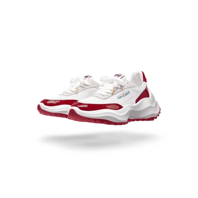 Zapatillas Atlantis para mujer en blanco y rojo intenso