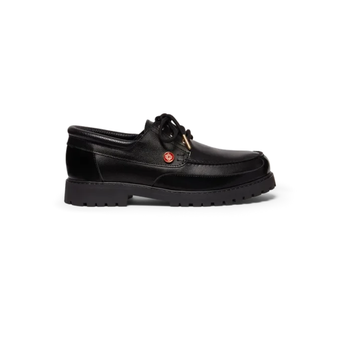 Zapatos náuticos de cuero negro para hombre